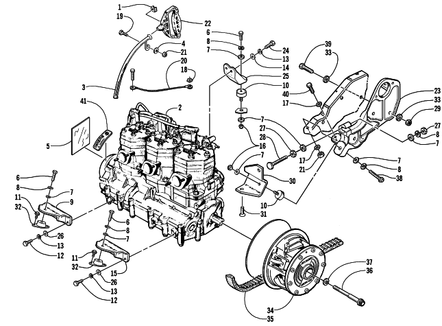 Parts Diagram for Arctic Cat 2000 THUNDER SNOWMOBILE ENGINE AND RELATED PARTS (THC)