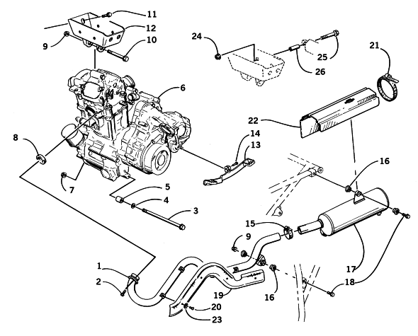 Parts Diagram for Arctic Cat 2000 500 4X4 () ATV ENGINE AND EXHAUST