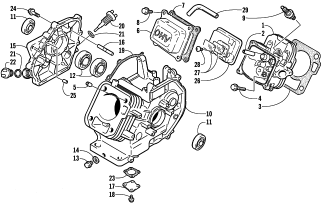 Parts Diagram for Arctic Cat 2001 Z 120 SNO PRO SNOWMOBILE CYLINDER AND CRANKCASE