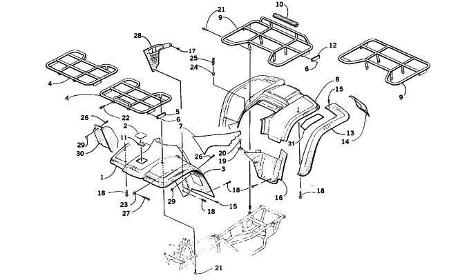 Parts Diagram for Arctic Cat 2000 300 2X4 () ATV BODY PANEL ASSEMBLY