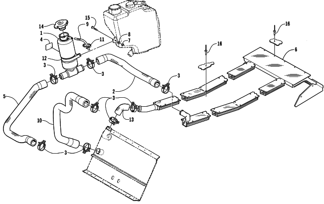 Parts Diagram for Arctic Cat 2000 POWDER SPECIAL 700 LE () SNOWMOBILE COOLING ASSEMBLY