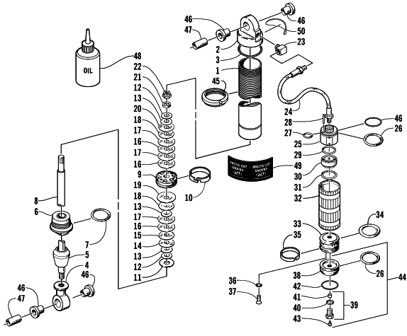 Parts Diagram for Arctic Cat 2000 ZR 440 SNO PRO SNOWMOBILE FRONT SUSPENSION SHOCK ABSORBER