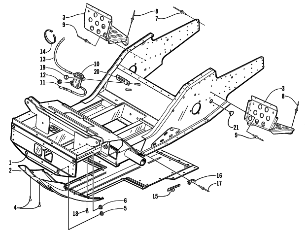 Parts Diagram for Arctic Cat 2000 Z 440 SNO PRO () SNOWMOBILE FRONT FRAME AND FOOTREST ASSEMBLY