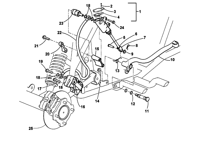 Parts Diagram for Arctic Cat 2000 500 CC AUTOMATIC () ATV HYDRAULIC FOOT BRAKE ASSEMBLY
