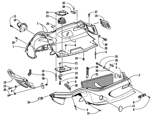 Parts Diagram for Arctic Cat 2000 Z 440 SNO PRO () SNOWMOBILE BELLY PAN AND FRONT BUMPER ASSEMBLY