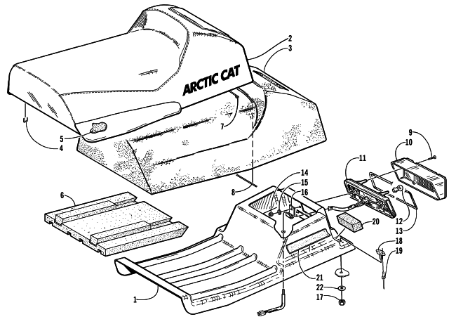 Parts Diagram for Arctic Cat 2000 ZR 440 SNO PRO SNOWMOBILE SEAT AND TAILLIGHT ASSEMBLY