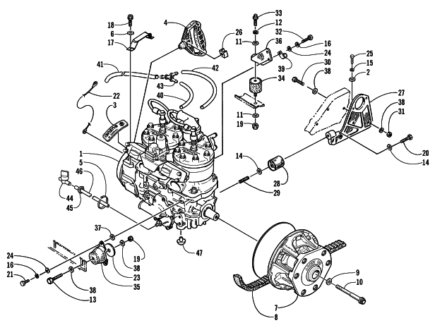 Parts Diagram for Arctic Cat 2000 ZR 440 SNO PRO SNOWMOBILE ENGINE AND RELATED PARTS