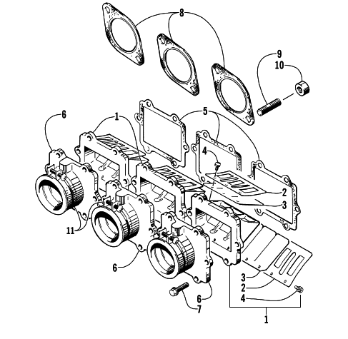 Parts Diagram for Arctic Cat 1999 TRIPLE TOURING SNOWMOBILE REED VALVE ASSEMBLY