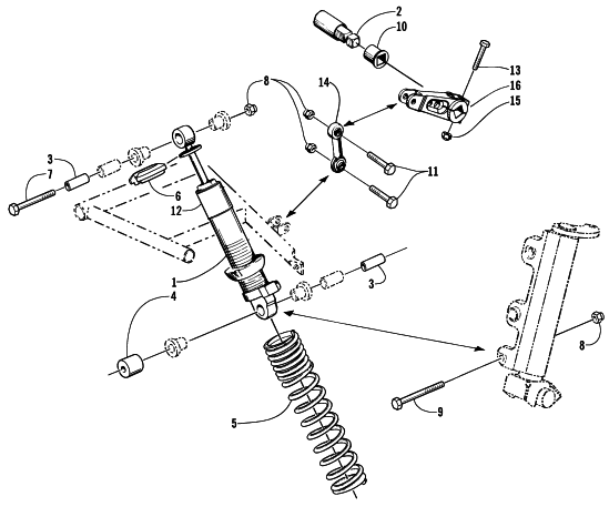 Parts Diagram for Arctic Cat 2000 ZR 600 EFI SNOWMOBILE SHOCK ABSORBER AND SWAY BAR ASSEMBLY