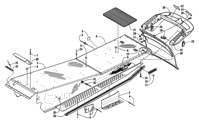 Parts Diagram for Arctic Cat 2001 MOUNTAIN CAT 600 VEV SNOWMOBILE TUNNEL AND REAR BUMPER
