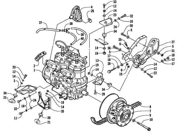Parts Diagram for Arctic Cat 2001 ZR 600 VEV SNOWMOBILE ENGINE AND RELATED PARTS