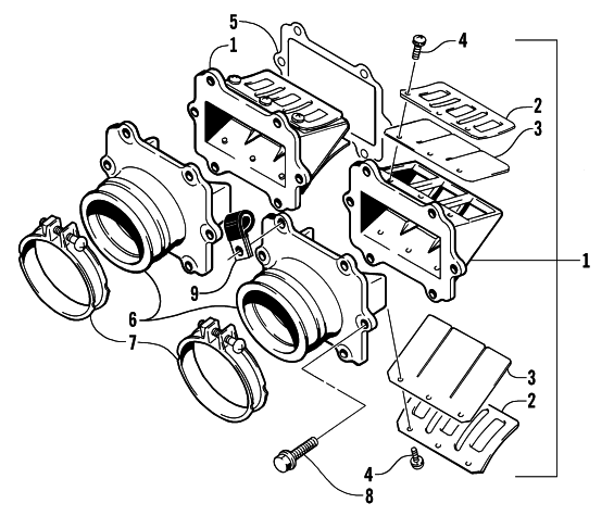 Parts Diagram for Arctic Cat 2002 ZR 500 LE SNOWMOBILE REED VALVE ASSEMBLY