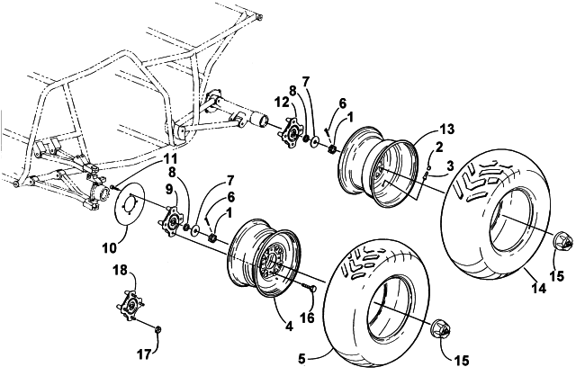 Parts Diagram for Arctic Cat 2000 400 4X4 () ATV WHEEL AND TIRE ASSEMBLY
