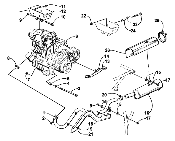 Parts Diagram for Arctic Cat 1999 400 4X4 ATV ENGINE AND EXHAUST