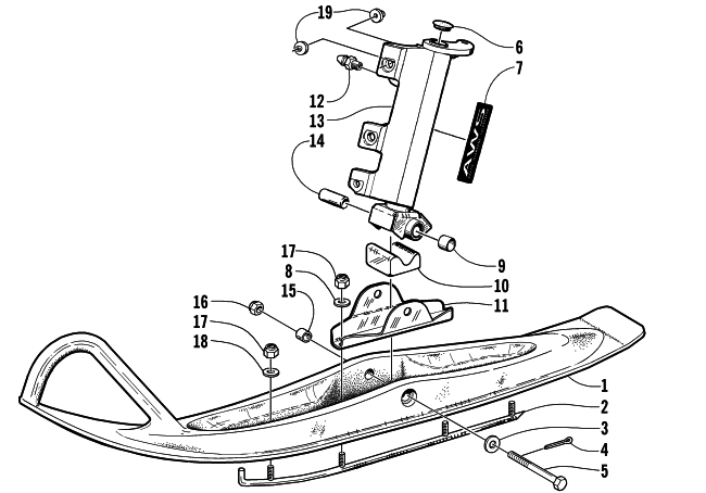 Parts Diagram for Arctic Cat 2001 Z 440 (ES) SNOWMOBILE SKI AND SPINDLE ASSEMBLY