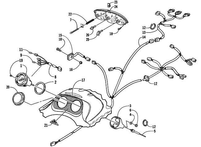 Parts Diagram for Arctic Cat 2001 Z 370 (ES) SNOWMOBILE HEADLIGHT, INSTRUMENTS, AND WIRING ASSEMBLIES