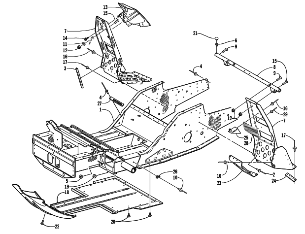 Parts Diagram for Arctic Cat 2001 Z 440 (ES) SNOWMOBILE FRONT FRAME AND FOOTREST ASSEMBLY