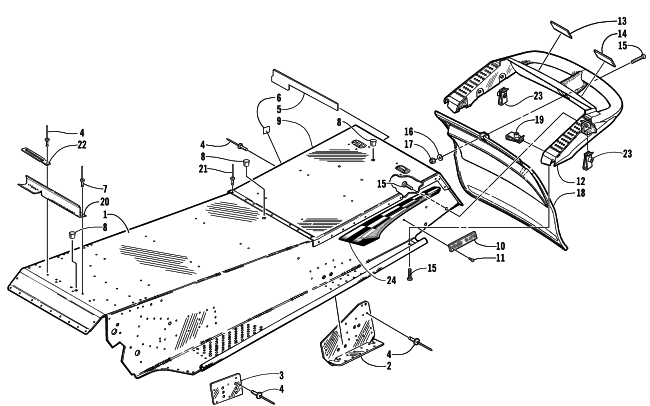 Parts Diagram for Arctic Cat 2001 Z 440 SNOWMOBILE TUNNEL AND REAR BUMPER