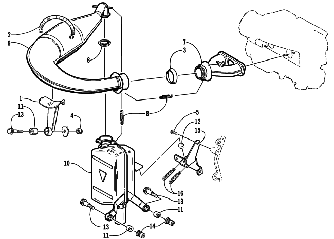 Parts Diagram for Arctic Cat 2001 Z 370 () SNOWMOBILE EXHAUST ASSEMBLY