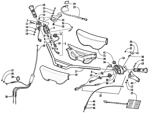 Parts Diagram for Arctic Cat 2001 Z 440 SNOWMOBILE HANDLEBAR AND CONTROLS