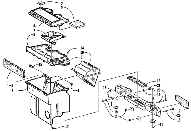 Parts Diagram for Arctic Cat 2001 Z 370 (ES) SNOWMOBILE AIR SILENCER ASSEMBLY