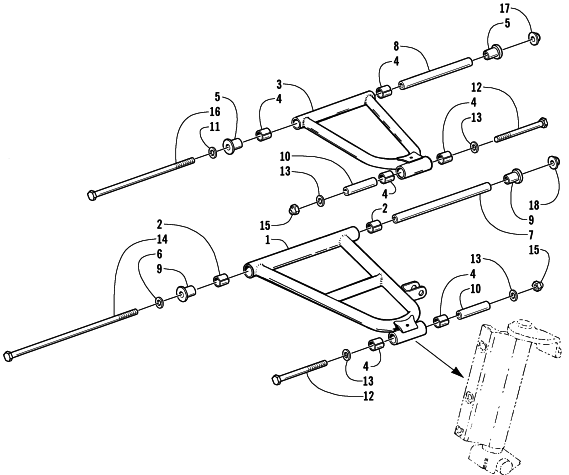 Parts Diagram for Arctic Cat 2001 TRIPLE TOURING 600 SNOWMOBILE A-ARM ASSEMBLY