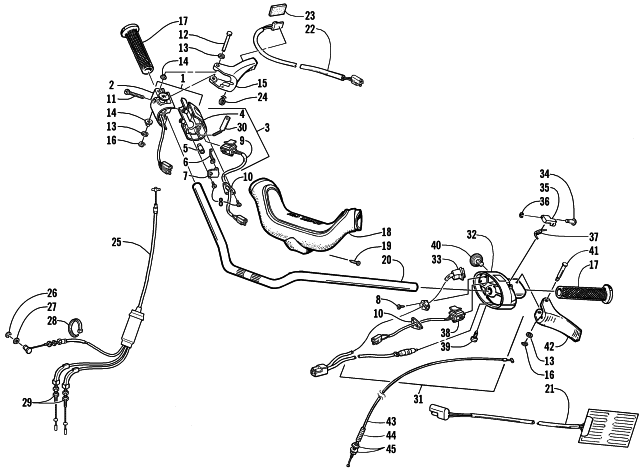 Parts Diagram for Arctic Cat 2002 PANTHER 440 SNOWMOBILE HANDLEBAR AND CONTROLS