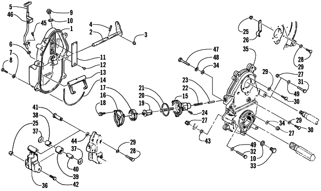 Parts Diagram for Arctic Cat 2001 PANTHER 550 SNOWMOBILE DROPCASE AND CHAIN TENSION ASSEMBLY