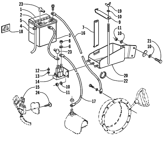 Parts Diagram for Arctic Cat 2001 PANTHER 440 SNOWMOBILE BATTERY, SOLENOID, AND CABLES (esr)