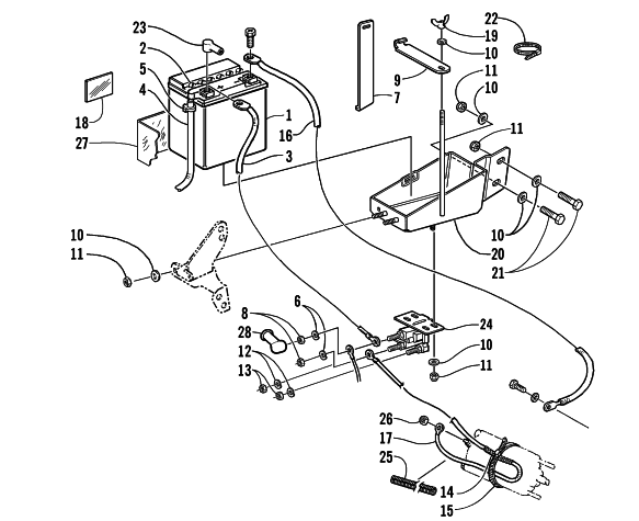 Parts Diagram for Arctic Cat 2001 ZL 500 EFI ESR SNOWMOBILE BATTERY, SOLENOID, AND CABLES