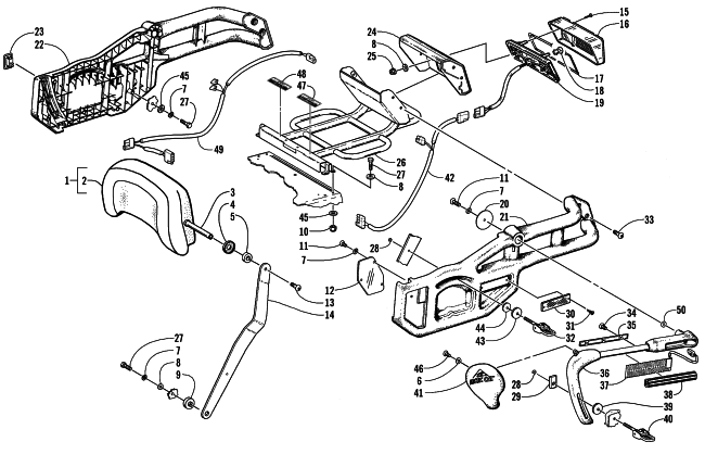 Parts Diagram for Arctic Cat 2001 PANTHER 550 SNOWMOBILE BACKREST AND TAILLIGHT ASSEMBLY