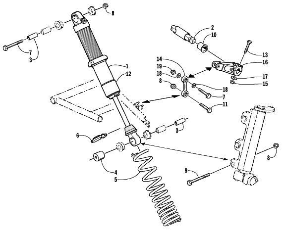 Parts Diagram for Arctic Cat 2001 ZRT 800 SNOWMOBILE SHOCK ABSORBER AND SWAY BAR ASSEMBLY