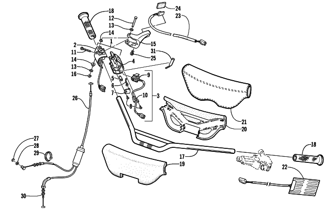 Parts Diagram for Arctic Cat 2001 ZR 500 SNOWMOBILE HANDLEBAR AND CONTROLS