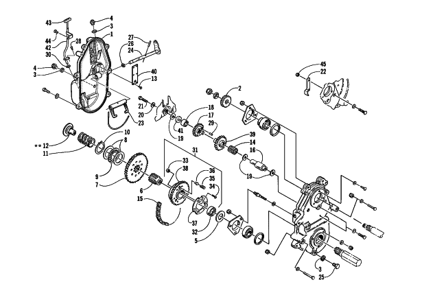 Parts Diagram for Arctic Cat 2001 MOUNTAIN CAT 1000 () SNOWMOBILE DRIVE/REVERSE DROPCASE ASSEMBLY