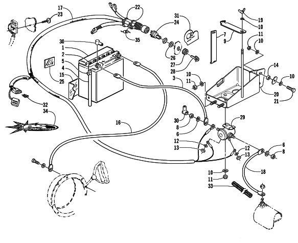 Parts Diagram for Arctic Cat 2001 PANTHER 370 SNOWMOBILE BATTERY, SOLENOID, AND CABLES (Optional)