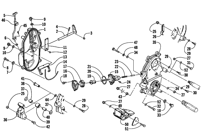 Parts Diagram for Arctic Cat 2001 PANTERA 580 EFI SNOWMOBILE DROPCASE AND CHAIN TENSION ASSEMBLY