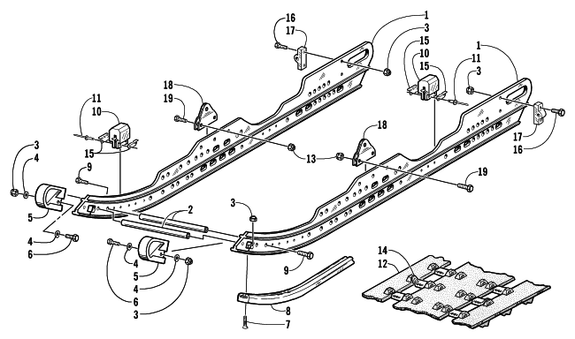 Parts Diagram for Arctic Cat 2001 ZL 550 (ESR) SNOWMOBILE SLIDE RAIL AND TRACK ASSEMBLY