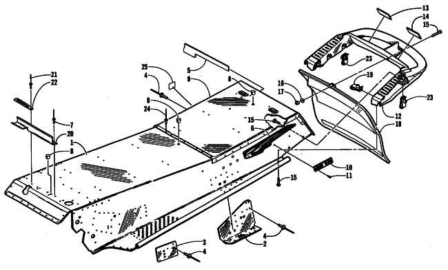 Parts Diagram for Arctic Cat 2001 ZL 550 SNOWMOBILE TUNNEL AND REAR BUMPER