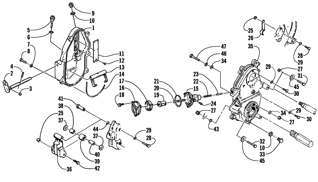 Parts Diagram for Arctic Cat 2001 BEARCAT WIDE TRACK SNOWMOBILE DROPCASE AND CHAIN TENSION ASSEMBLY