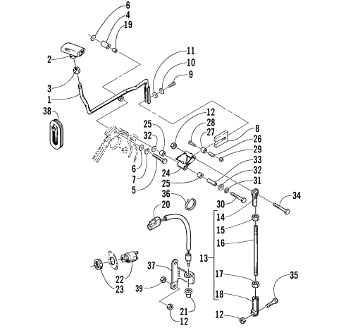 Parts Diagram for Arctic Cat 2001 BEARCAT WIDE TRACK () SNOWMOBILE REVERSE SHIFT LEVER ASSEMBLY
