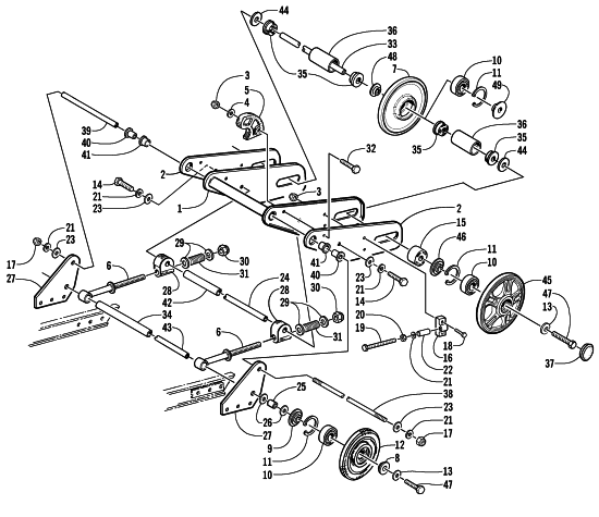 Parts Diagram for Arctic Cat 2001 BEARCAT WIDE TRACK () SNOWMOBILE ARTICULATING SKID FRAME ASSEMBLY