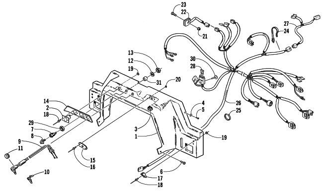 Parts Diagram for Arctic Cat 2001 BEARCAT WIDE TRACK () SNOWMOBILE CONSOLE, SWITCHES, AND WIRING ASSEMBLIES