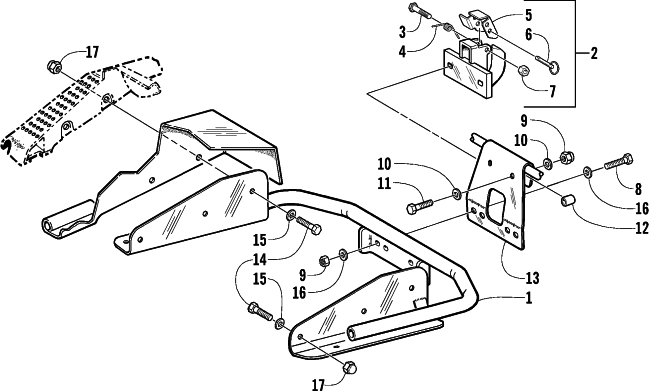 Parts Diagram for Arctic Cat 2001 PANTHER 550 SNOWMOBILE HITCH ASSEMBLY