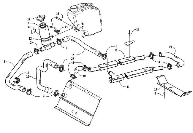Parts Diagram for Arctic Cat 2001 PANTHER 550 () SNOWMOBILE COOLING ASSEMBLY