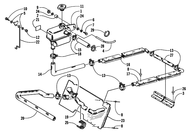 Parts Diagram for Arctic Cat 2001 BEARCAT WIDE TRACK () SNOWMOBILE COOLING ASSEMBLY