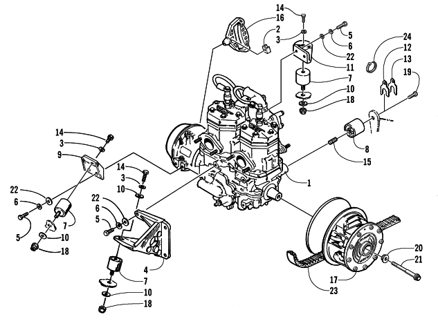Parts Diagram for Arctic Cat 2001 BEARCAT WIDE TRACK () SNOWMOBILE ENGINE AND RELATED PARTS