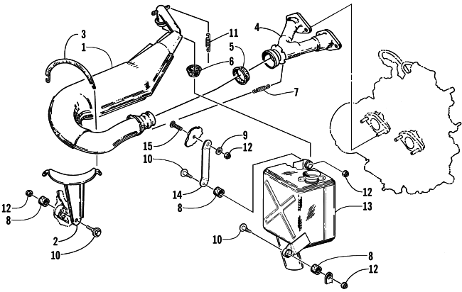 Parts Diagram for Arctic Cat 2001 BEARCAT WIDE TRACK SNOWMOBILE EXHAUST ASSEMBLY