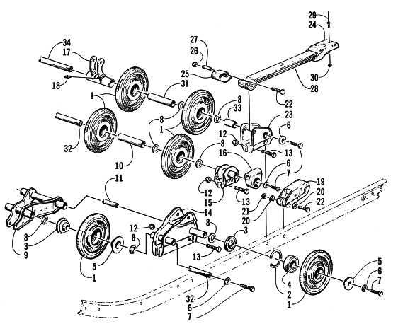 Parts Diagram for Arctic Cat 2001 BEARCAT WIDE TRACK () SNOWMOBILE REAR SUSPENSION AXLE ASSEMBLY