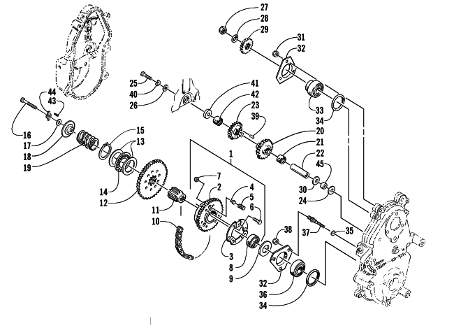 Parts Diagram for Arctic Cat 2001 BEARCAT WIDE TRACK SNOWMOBILE DRIVE/REVERSE DROPCASE ASSEMBLY