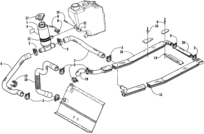 Parts Diagram for Arctic Cat 2001 ZR 600 () SNOWMOBILE COOLING ASSEMBLY